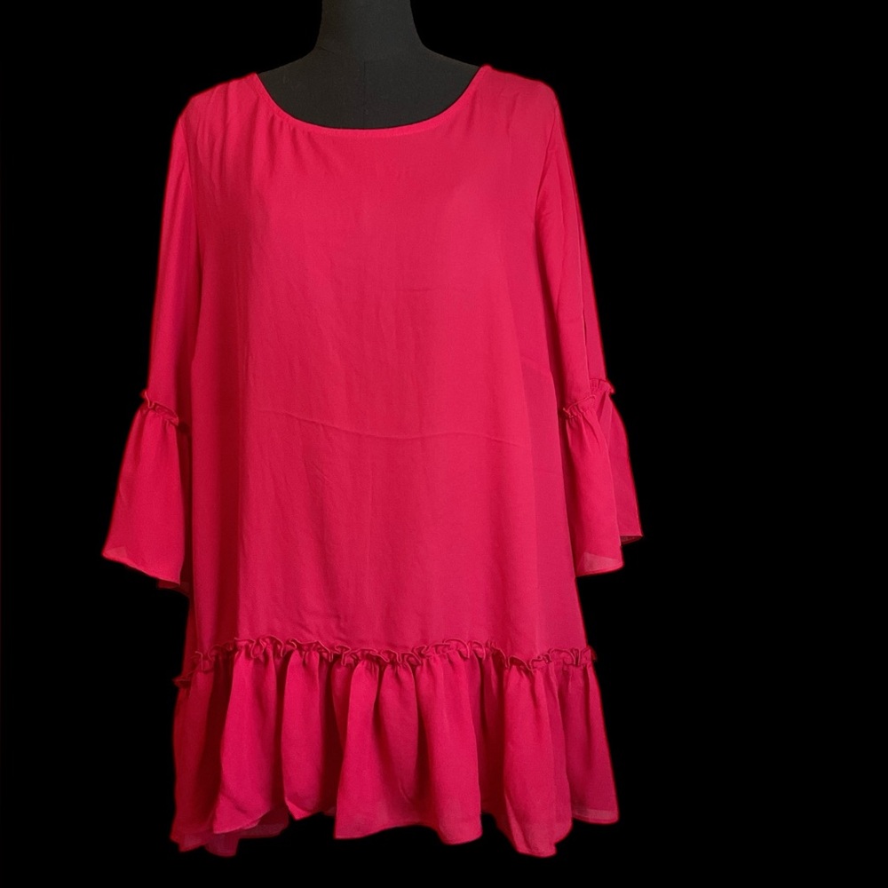 Avenue Studio Sheer Deep Fuchsia/Red Fuchsia Blouse size 18